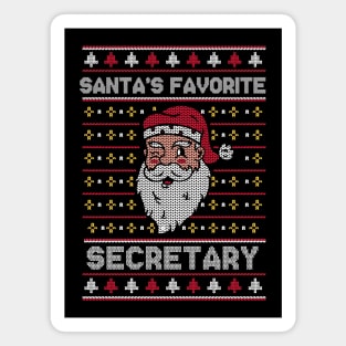 Santa's Favorite Secretary // Funny Ugly Christmas Sweater // Secretary Holiday Xmas Magnet